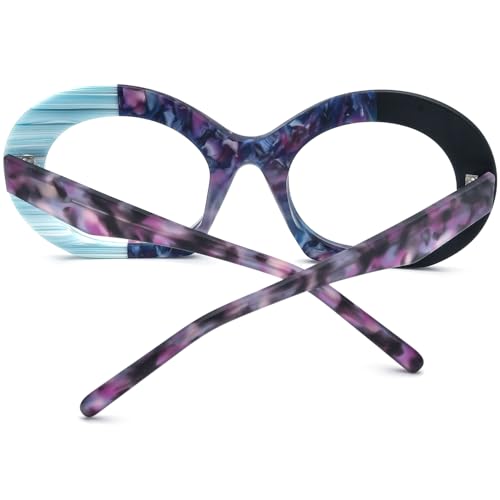Image of HEPIDEM Multicolor Acetate Glasses Frame Women,Oversize Round Optical Eyeglasses 9345