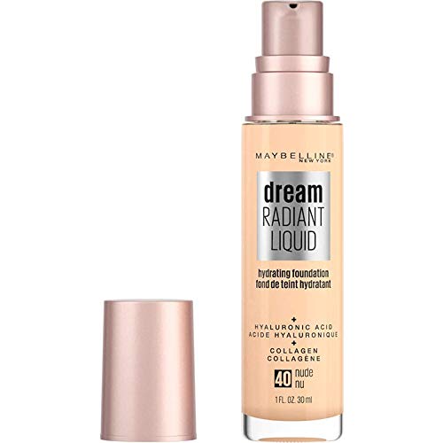 Maybelline Dream Radiant Liquid Medium Coverage Hydrating Makeup, Lightweight Liquid Foundation, Nude, 1 Fl Oz