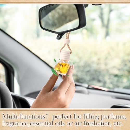 Image of DaisyInner 200 Sets Car Diffuser Bottles Empty Bulk Hanging Car Air Freshener Diffuser Bottles Glass Perfume Holder with Instruction Cards for Essential Oil Wedding Bridal Birthday Gifts (Diamond)