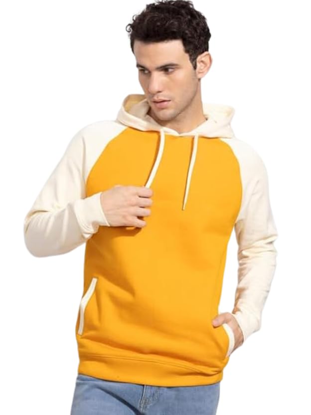 Mustard & White Full Sleeve Hoodie for Men – Trendy & Versatile-image-48