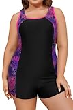 SHEKINI Bañador Deportivo Mujer Talla Grande Traje de Baño Una Pieza Deportivo Mujer Bañador Deportivo(3XL, Negro ZY)
