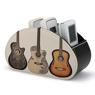 Durable & Soft Material: Made from scratch resistant PU leather with reinforced stitching, this Guitar desktop storage organizer is built to last while keeping your devices safe from daily wear and tear. Farmhouse TV remote holder is the perfect addi...