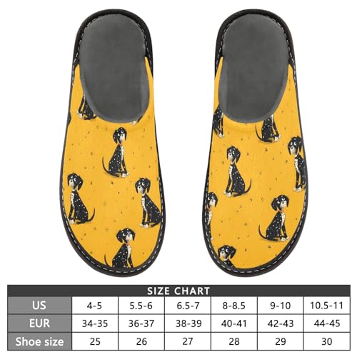 House Slippers Dog Yellow Print, Outdoor Indoor Unisex Rubber Sole Memory Foam 4-52