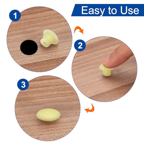 Image of uxcell 1500Pcs Screw Hole Plugs, 5mm(3 /16 inch) Dia Plastic Round Button Plugs Snap in Locking Hole Covers Flush Type Caps for Furniture Cabinet, Cream Color