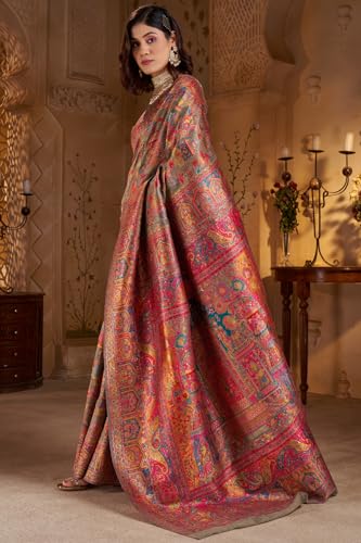 Image of SGF11 Women's Kanjivaram Pure Soft Silk Saree With Unstitched Blouse Piece