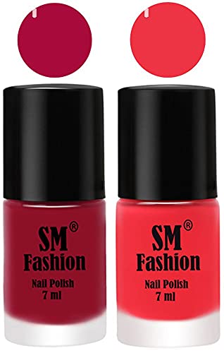 Image of Long Lasting Nail Polish | Nail Paint Combo 7 ml Each) - Set of 2 Raspberry-Rose Pink