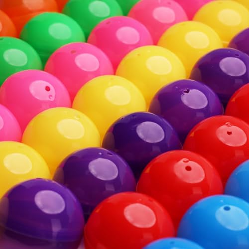 Image of Entervending Empty Clear-Colored Round Capsules 2 inch 25 pcs Bulk 7 Colors Capsule for Toy Gumball Machines Plastic Containers Surprise for Kids Party