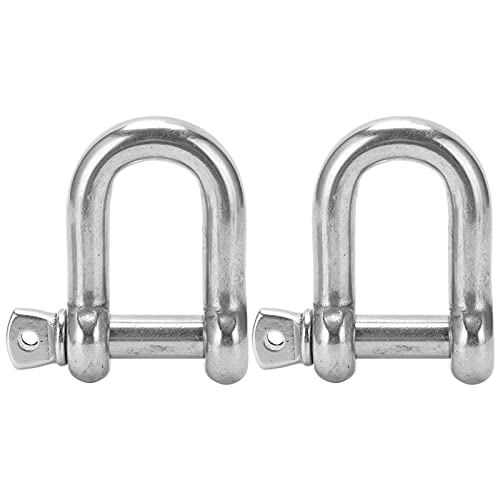 Yuecoom 2pcs M16 Screw Pin Anchor Shackle, D Shape Shackle 304 Stainless Steel,Heavy Duty Bow Shackle for Chains Wirerope, Strong LoadBearing Capacity