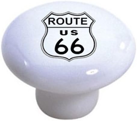 Set of 2 Route 66 Sign Ceramic Cabinet Drawer Knob