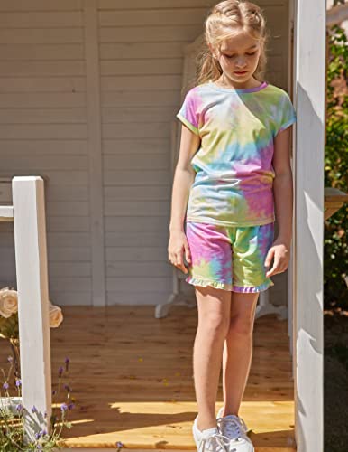 Greatchy Girls Tie Dye Clothes Pullover Top Short Pants 2Pcs Cotton Short Sleeve Tracksuit Outfit #TOP1