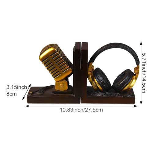 Serre-livres microphone rétro en résine idée cadeau mélomane