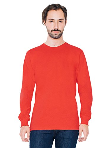 American Apparel Men Fine Jersey Crewneck Long Sleeve T-Shirt Size M Red