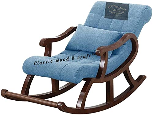 Image of CLASSIC WOOD & CRAFT Wooden Rocking Chair with Sheesham Wood, Rolling and Easy Seating (Model-LB-17)