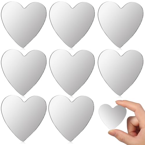 Healifty Heart Shape Mirror Lens DIY Rhinestone Decor 20 Mirror Lenses