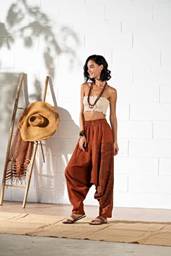 The Veshti Company Women's Printed Harem Pants - Boho Yoga Baggy Pants with Elastic Waist & Drawstring, Hippie Lounge Pants3