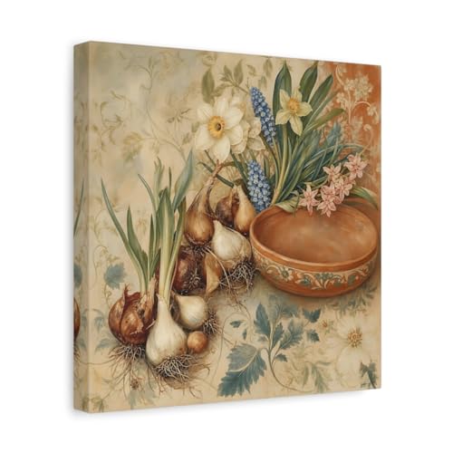 Toile floral flower bulbs vintage pour habiller un mur vide au-dessus du canapé