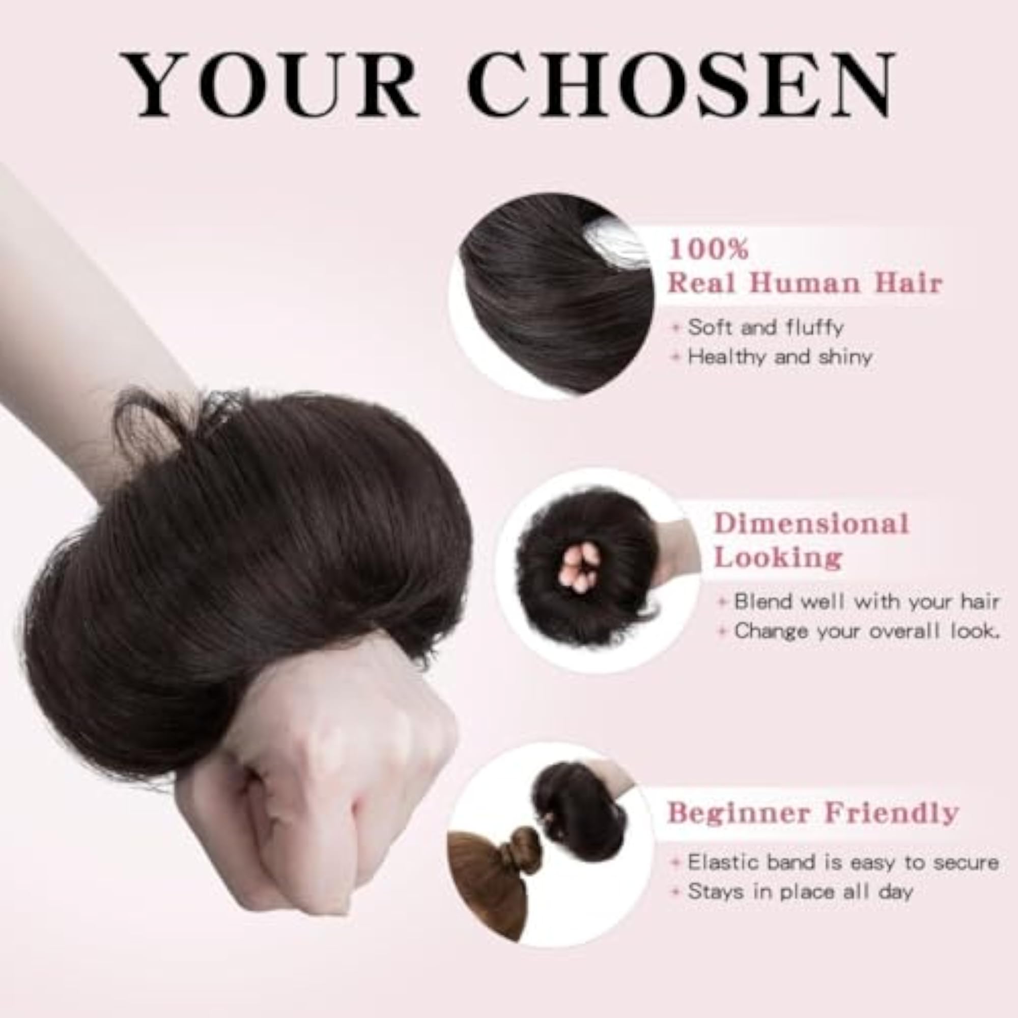 Brown Messy Bun Hair Extension with Elastic Band for Women