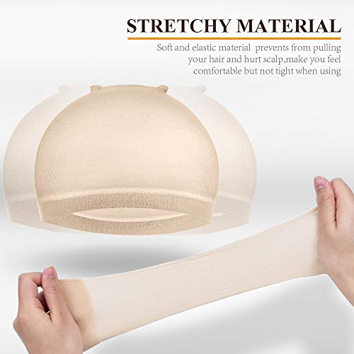 Foto von Haarnetz für Perücken 8 Stück, MORGLES Wig Cap Perücke Kappen Elastische Nylon Perückenkappe Haarnetz Perücke, Beige