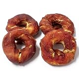 Bontoy 4 Donuts aus Rinderhaut ummantelt mit Entenfleisch Größe S I ca. 200g I Kauspass für den Hund I Leckerli I Belohnung