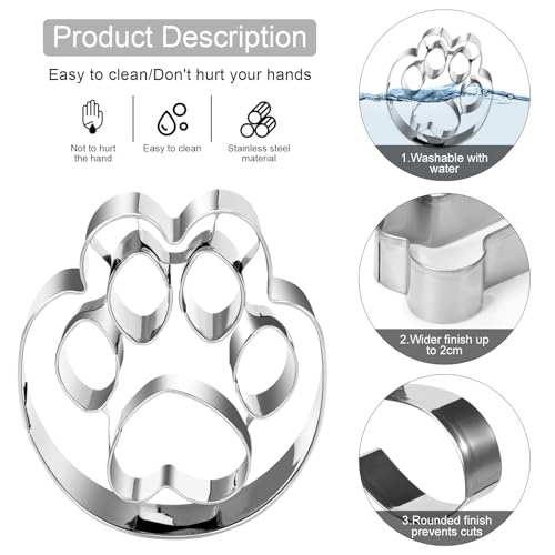 Ausstechformen Knochen, Pfote Plätzchen Ausstecher Set, 3 Stück Edelstahl Hundepfote Präge Plätzchenausstecher, Keksausstecher Cookie Cutter Geschenke für Hunde-Kekse oder Leckerlis Backen Basteln