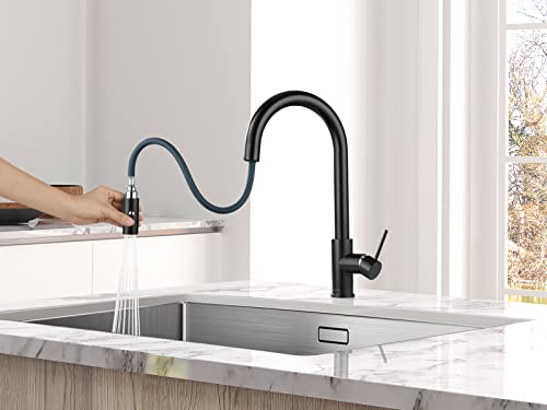 Aguastella As60Mb Matte Black Kitchen Sink Faucet With Pull Down Sprayer Single Handle #TOP5