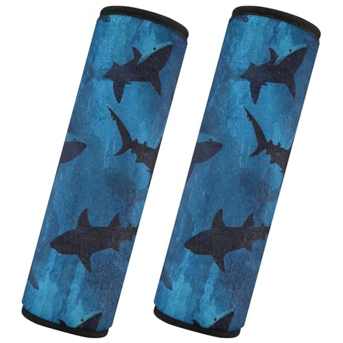 Seat Belt Covers 2 Pack Deep Sea Sharks Car Seat Strap Covers Super Soft Car Seat Neck Cover for Boys Girls Adults Babies M