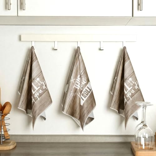 Image of Bencailor 6 Pcs Farmhouse Kitchen Towels Brown Kitchen Decor and Accessories Dish Towels Absorbent Fast Drying Hand Tea Vintage Hanging Reusable Cleaning Dishcloths for Cooking Farmhouse Accessory
