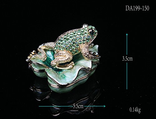 Znewlook Crystal Frog Leaf Trinket Jewelry Box Antique Finish - Gold Tone Gift Box #TOP2