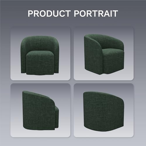 Image of COLAMY Swivel Accent Chair, Modern Barrel Round Chair, Upholstered Comfy Living Room Chair with Armrest, Armchair for Reading Room /Bedroom /Waiting Room /Office, No Assembly, Green