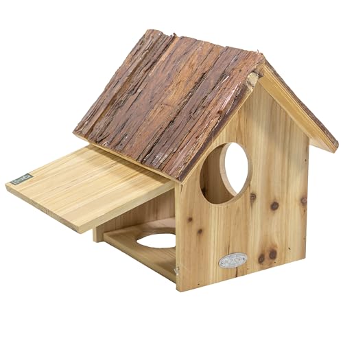 mgc24 Eichhörnchenhaus - Eichhörnchenkobel, Eichhörnchen Nistkasten zum Aufhängen für Garten und Balkon, aus Holz wetterfest, Naturoptik mit Rindendach, 25,2 x 26 x 29 cm