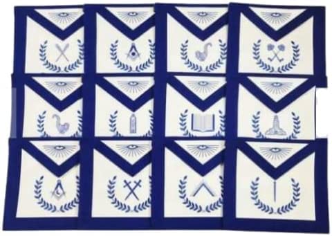 Masonic Blue Lodge Officers Machine Embroidered Apron - Set of 12