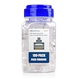 Cable Matters 100-Pack Cat 6 Pass Through RJ45 Connectors, 50µ Gold Plated (Cat 6 Ends / Cat6 Connector /RJ45 Modular Plugs/Ethernet Plugs/Network Connector) for Solid or Stranded UTP Ethernet Cable