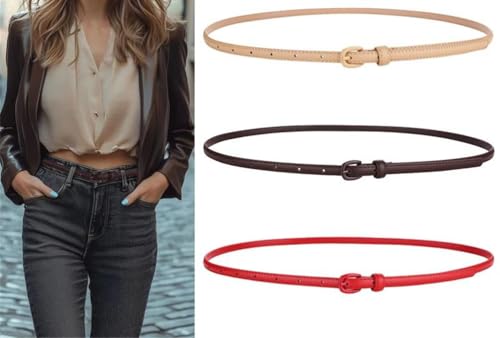 Rfmfkkg Women's Thin Leather Belt Skinny Leather Belt With Pin Buckle For Jeans And Dresses Accessories2