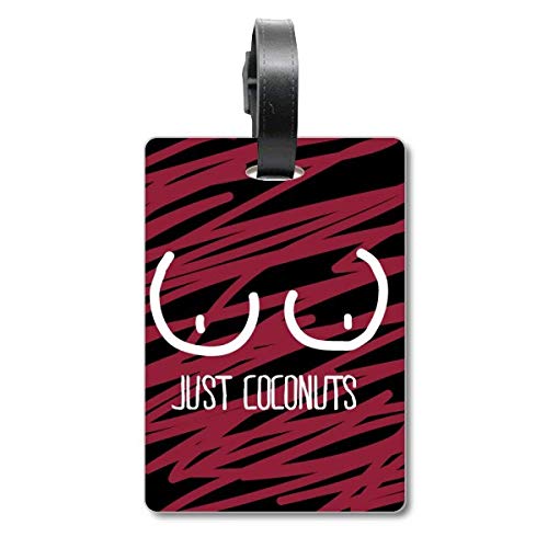 Étiquette de valise Just Coconuts design amusant rouge et rose pour bagage