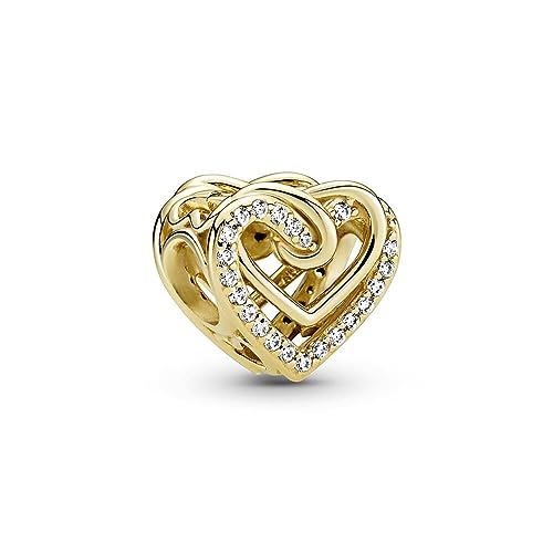 PANDORA Sparkling Entwined Hearts Charm - Compatible with PANDORA Moments - Stunning Women's Jewelry - Made with PANDORA Shine & Cubic Zirconia