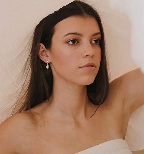 Trendy 18k Gold Plated Huggie Hoop Earrings CZ Evil Eye Charm Dangle Earrings Aesthetic Dainty Simple Earrings4