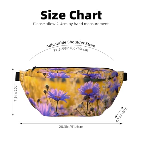 Sac banane de course imprimé fleurs sauvages ultra léger avec sangle réglable