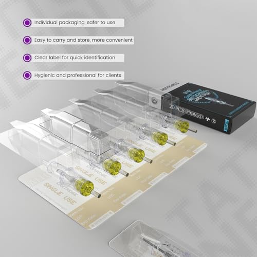 Image of Wormhole Tattoo Cartridge Needles 20PCS Disposable # 10 Round Shader Tattoo Needle Compatible with Standard Tattoo Gun Suitable for Beginners Practicing Shading and Small-area Coloring (1005RS)
