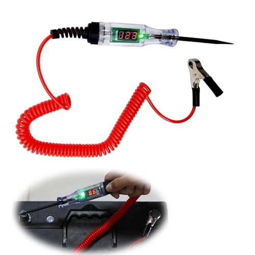Slykew 1 Pack Car Circuit Tester, 3V/6V/12V/24V Car Repair Tool with LED Digital Display Screen, Multi-Functional Automobile Accessories, Universal for Most Cars (Red #2)
