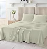 SlumberWell Giza Sheets Queen - Giza Egyptian Cotton Sheets - Sheets for Queen Size Fit Upto 18 Inches Deep Mattress - 4 PCs Giza Cotton Sheets - Queen Size Giza Cotton Sheets - Queen, Ivory Solid