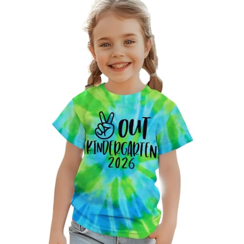 KEKEMI Peace Out Kindergarten 2026 Shirt for Boy Girls Last Day of School T-Shirt School Graduation Outfit Short Sleeve Tees(Green 7Y)