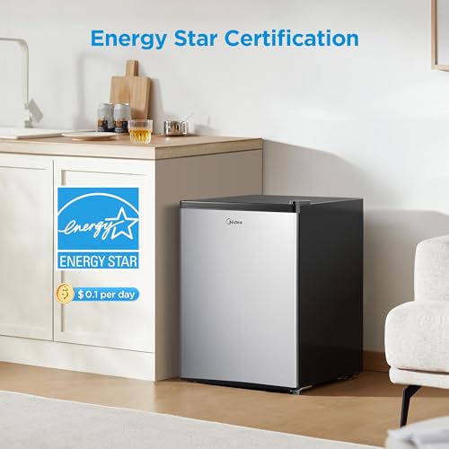 Image of Midea WHS-87LSS1 Refrigerator, 2.4 Cubic Feet, Stainless Steel