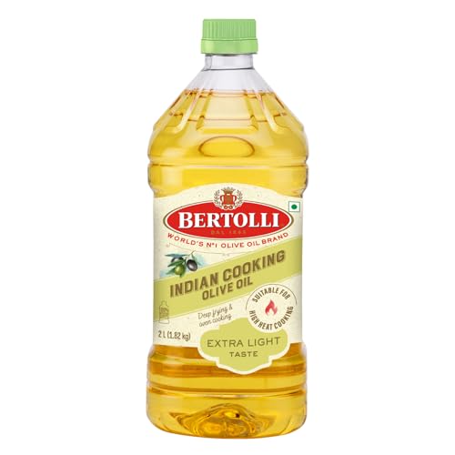 Image of Bertolli Indian Cooking Olive Oil 2L | 75% MUFA | Extra Light Taste, Suitable for High Heat Cooking, Frying & Roasting | World's No. 1 Olive Oil Brand