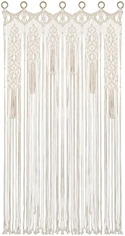 Osunnus Boho Macrame Window Curtain Room Divider Doorway Curtain 79 x 35 Inches Large Macrame Wall Hanging for Bohemian Home Decor Wedding Backdrop, Meteor Garden - 1 Panel L