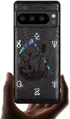 Carveit Custodia In Legno Per Google Pixel 8 Pro - Cover Noce Con Mappa Pirata - Paraurti TPU Antiurto - Ricarica Wireless