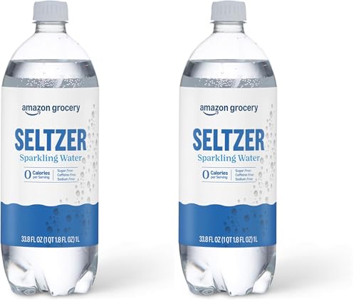 Amazon Grocery, Seltzer Sparkling Water, 33.8 Fl Oz, Pack of 2 (Previously Happy Belly, Packaging May Vary)