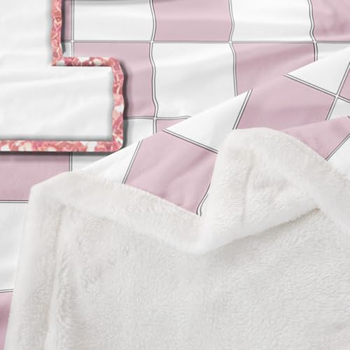 Image of Erosebridal Pink Initial P Fleece Blanket Queen 90 inchx90 inch Kawaii Plaid Checkered Sherpa Blanket Cute Personalized Monogram Fuzzy Plush Throw for Kids Girls,Fashion Grids Gingham Decor for Bed Couch