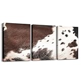 Feelyou Cow Fur Picture Wall Decor Cowhide Print Canvas Wall Art Living Room Bedroom Farmhouse Bathroom Wall Art Home Decor Western Farm Animal Skin Wall Painting 12x16 inch 3 Piece