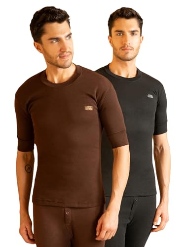 Image of Lux Cottswool Men's Pack of 2 Half Sleeves Round Neck Thermal Set