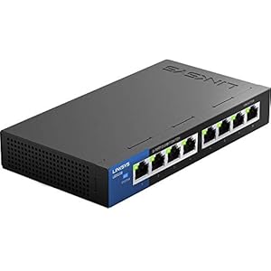 Linksys LGS108: 8-Port Business Desktop Gigabit Ethernet Unmanaged Switch, Computer Network, Wired Connection Speed up to 1,000 Mbps (Black, Blue)